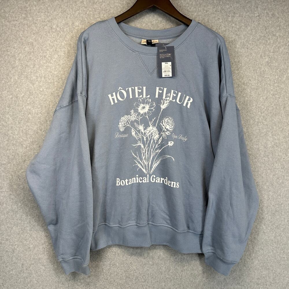 Universal Thread Leisure Studio Oversized Graphic Sweatshirt Women Size XXL Blue